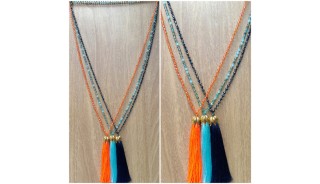 balinese tassels necklace beads mix glass golden caps free shipping